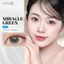 Kính áp tròng khoá ẩm 8H 3 Tháng Màu Xanh Lá Viền Xám CARASE, Lens cận MIRACLE GREEN