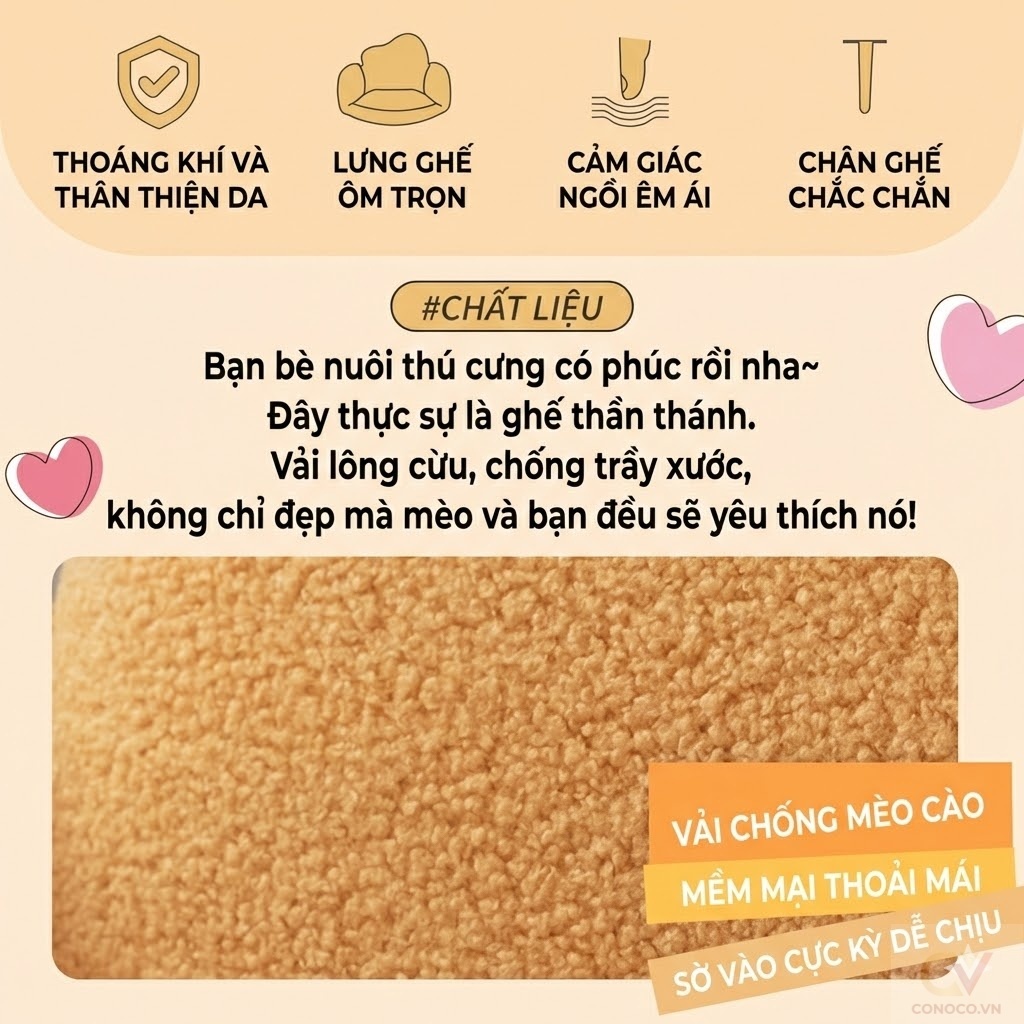 CONOCO Ghế Sofa Đơn Lông Cừu Bắc Âu  Ghế Trang Điểm Decor Phòng Ngủ Phòng Khách Sang Trọng Mềm Mại