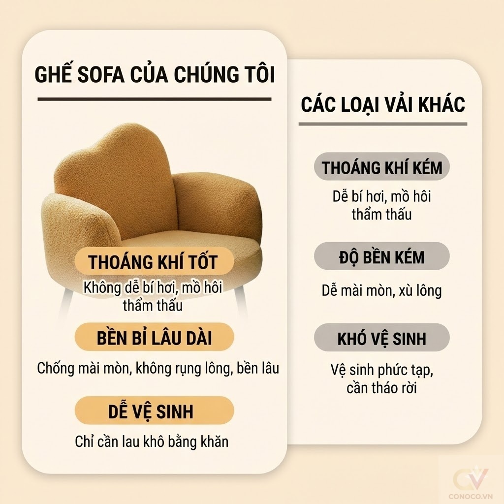 CONOCO Ghế Sofa Đơn Lông Cừu Bắc Âu  Ghế Trang Điểm Decor Phòng Ngủ Phòng Khách Sang Trọng Mềm Mại