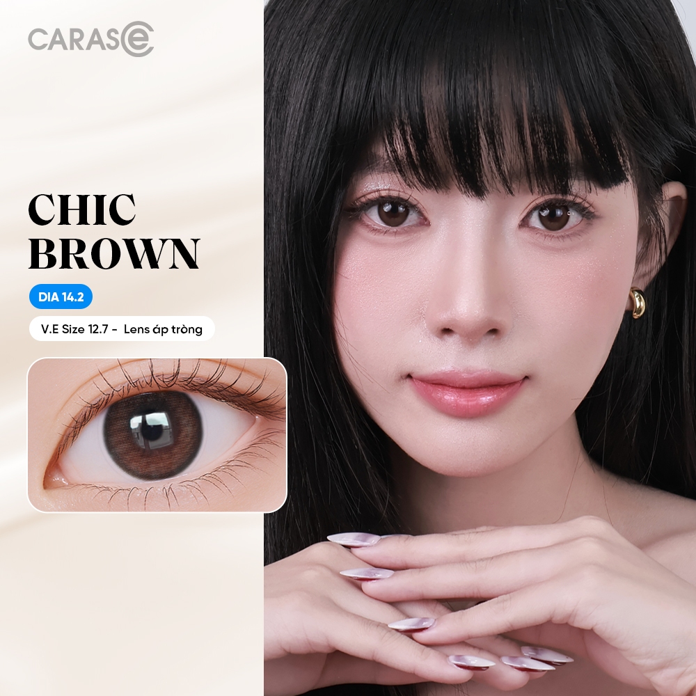 [1 chiếc] Kính áp tròng khoá ẩm 8H 3 Tháng Màu Nâu Xám Thanh Lịch CARASE, Lens cận CHIC BROWN