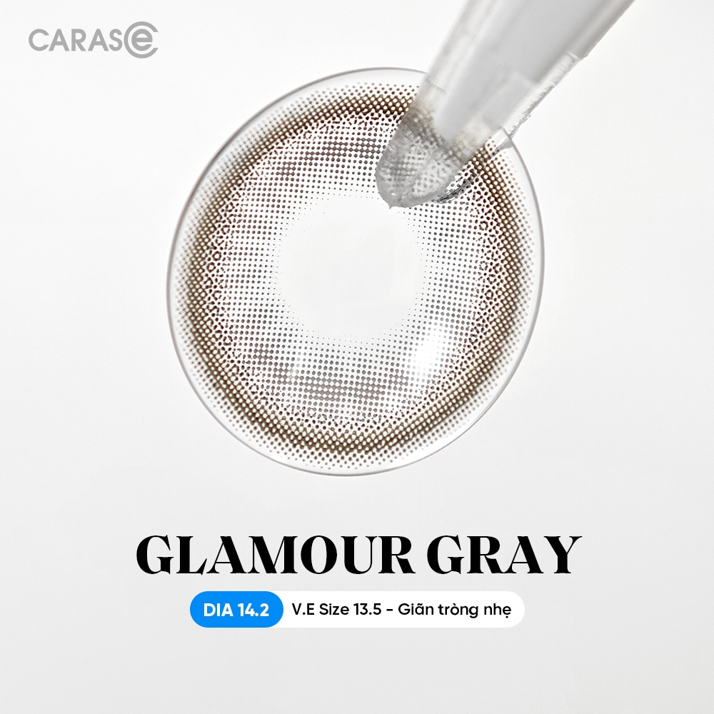 [1 chiếc] Kính áp tròng khoá ẩm 8H 3 Tháng Màu Nâu Xám Nhẹ Nhàng CARASE, Lens cận GLAMOUR GRAY