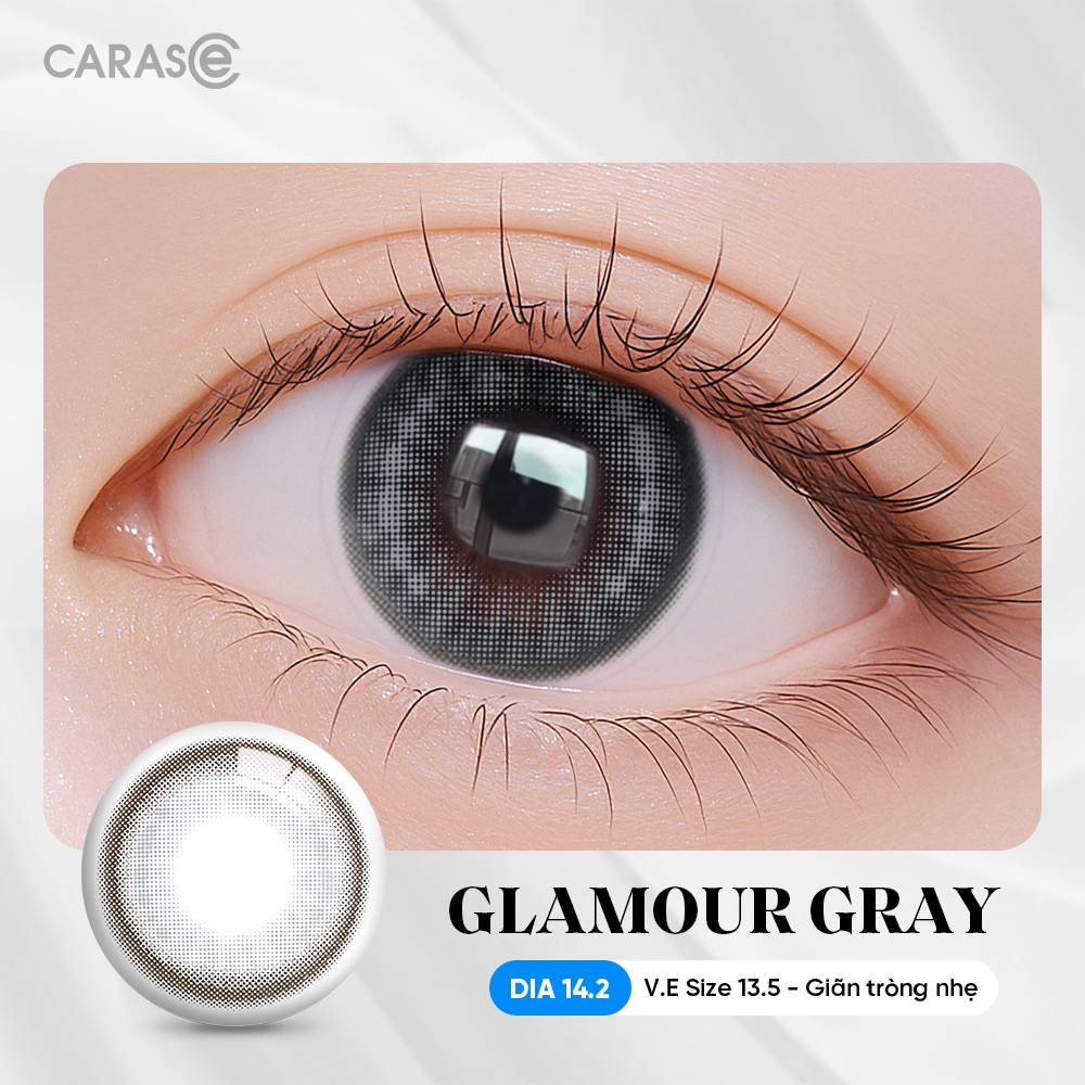 [1 chiếc] Kính áp tròng khoá ẩm 8H 3 Tháng Màu Nâu Xám Nhẹ Nhàng CARASE, Lens cận GLAMOUR GRAY