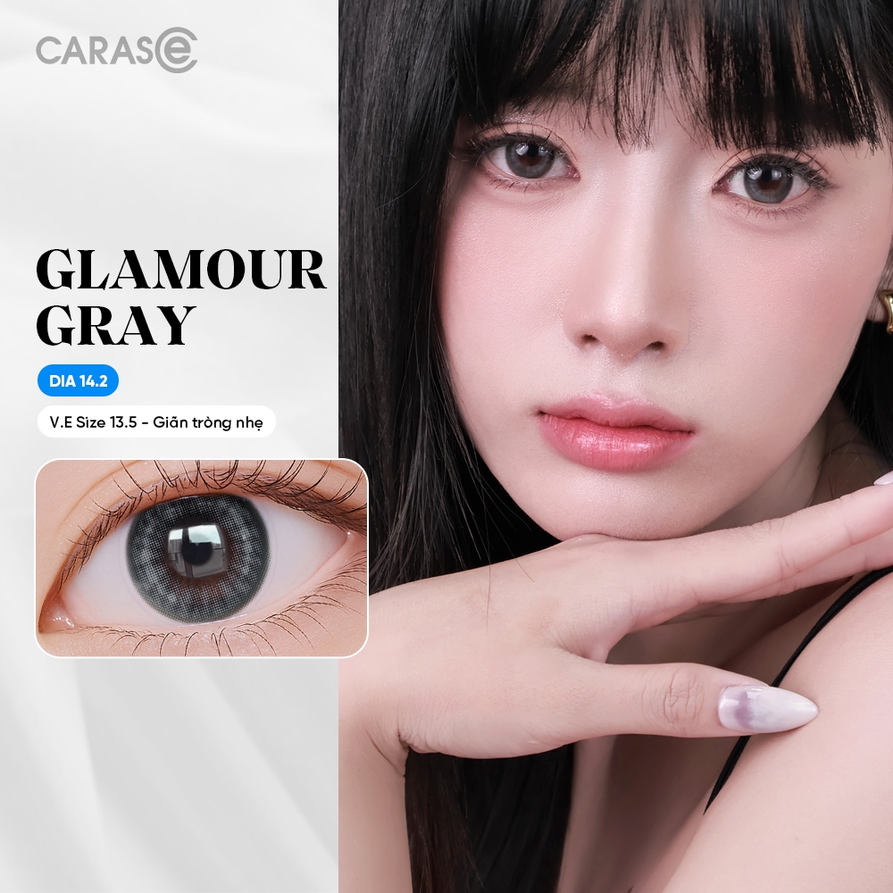 [1 chiếc] Kính áp tròng khoá ẩm 8H 3 Tháng Màu Nâu Xám Nhẹ Nhàng CARASE, Lens cận GLAMOUR GRAY