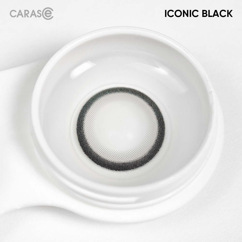 [1 chiếc] Kính áp tròng khoá ẩm 8H 3 Tháng Màu Nâu Xám Tro Đen CARASE, Lens cận ICONIC BLACK