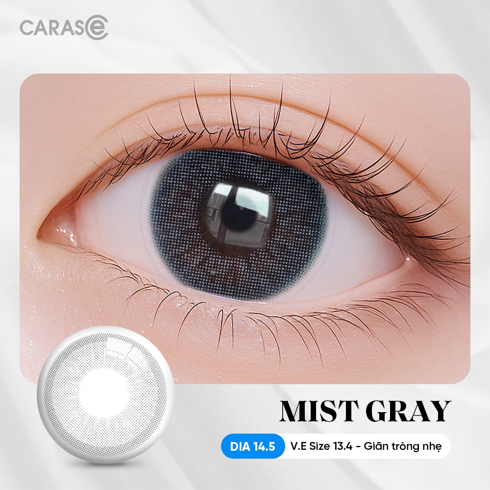 [1 chiếc] Kính áp tròng khoá ẩm 8H 3 Tháng Màu Xám Khói Trung Tính CARASE, Lens cận MIST GRAY