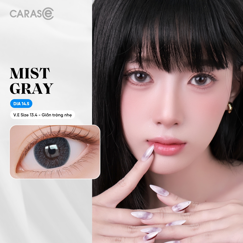 [1 chiếc] Kính áp tròng khoá ẩm 8H 3 Tháng Màu Xám Khói Trung Tính CARASE, Lens cận MIST GRAY