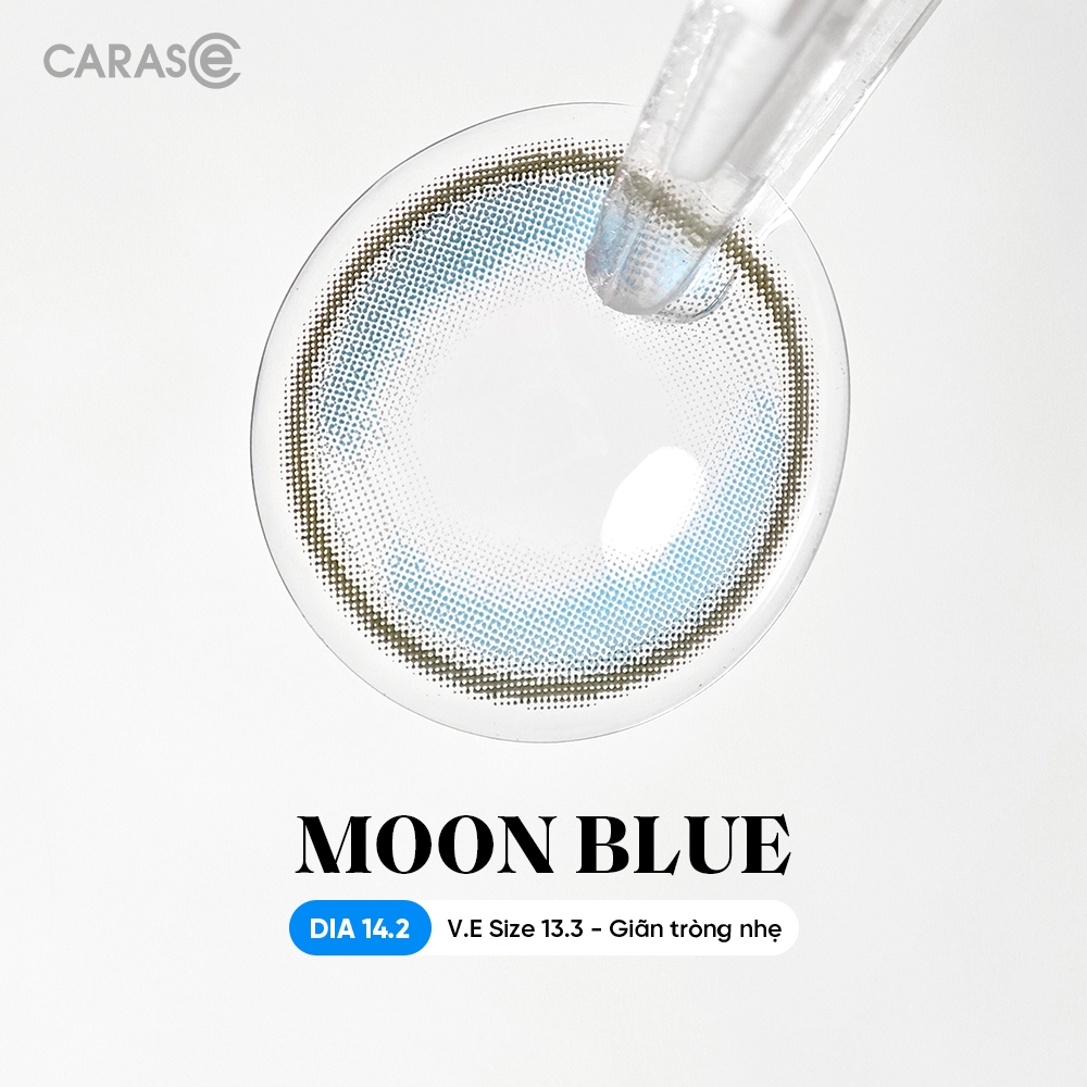 [1 chiếc] Kính áp tròng khoá ẩm 8H 3 Tháng Màu Xanh Dương Trong Nhẹ CARASE, Lens cận MOON BLUE