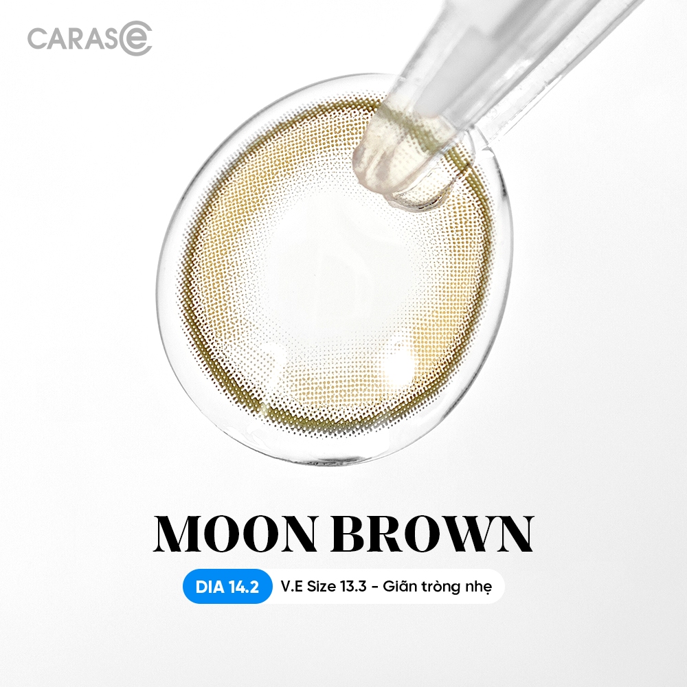 [1 chiếc] Kính áp tròng khoá ẩm 8H 3 Tháng CARASE, Lens cận màu nâu sáng ánh rêu MOON BROWN (1 chiếc)