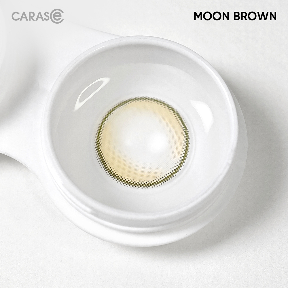 [1 chiếc] Kính áp tròng khoá ẩm 8H 3 Tháng CARASE, Lens cận màu nâu sáng ánh rêu MOON BROWN (1 chiếc)