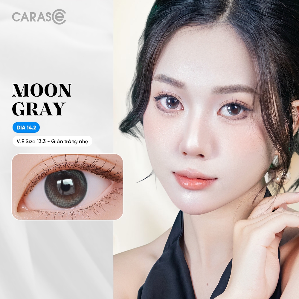 [1 chiếc] Kính áp tròng khoá ẩm 8H 3 Tháng CARASE, Lens cận màu xám ánh khói MOON GRAY (1 chiếc)
