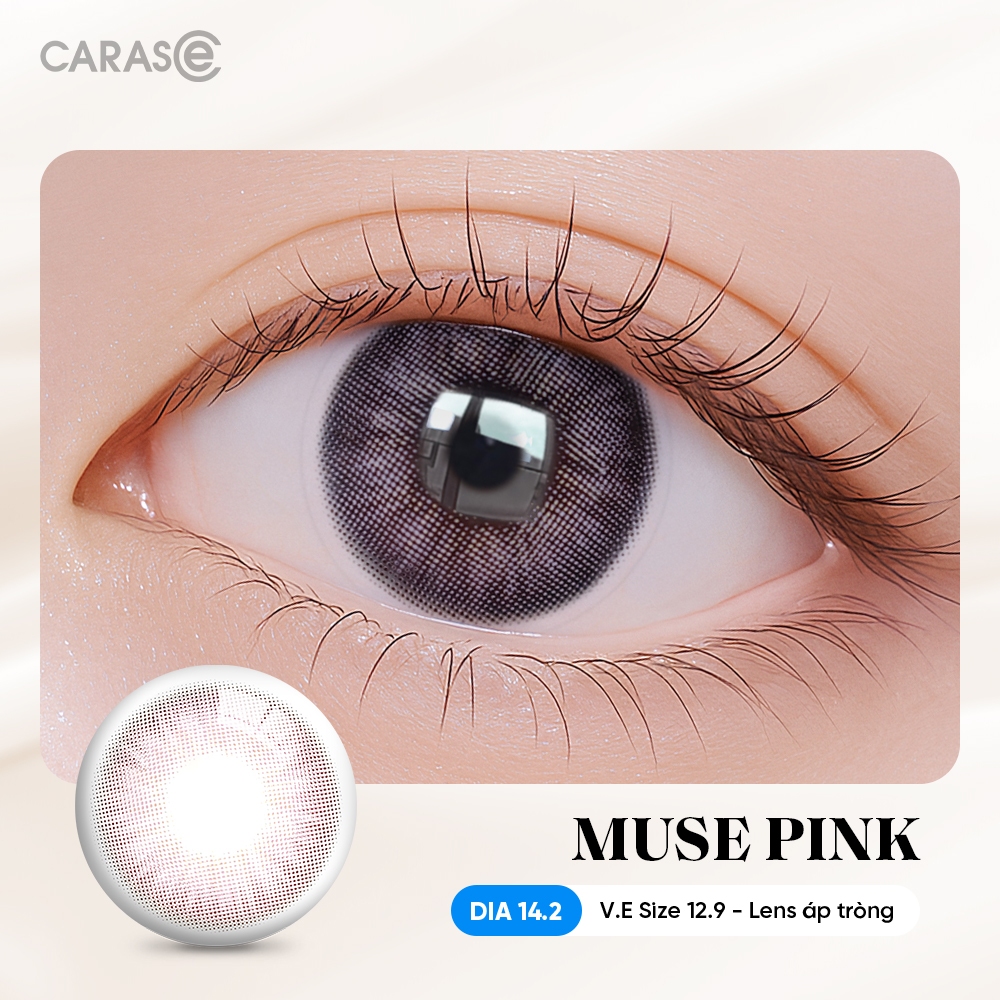 [1 chiếc] Kính áp tròng khoá ẩm 8H 3 Tháng CARASE, Lens cận màu hồng lạnh MUSE PINK (1 chiếc)