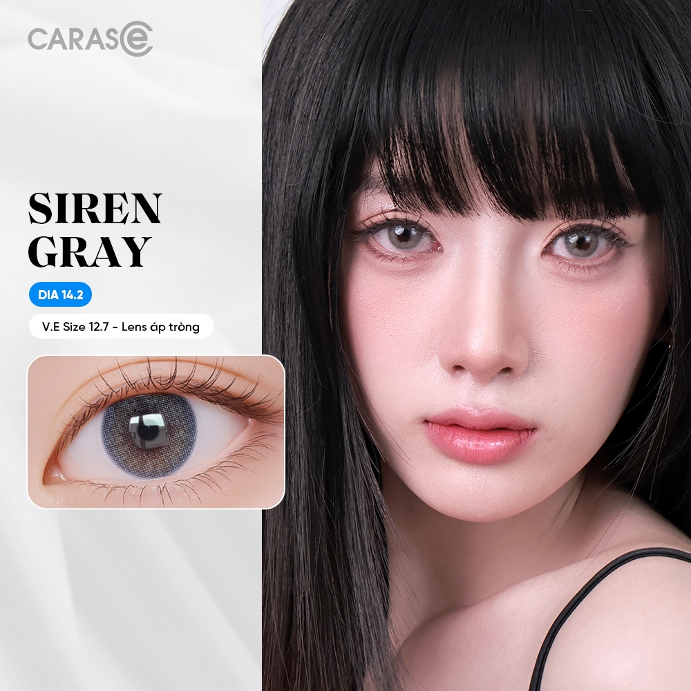 [1 chiếc] Kính áp tròng khoá ẩm 8H 3 Tháng CARASE, Lens cận màu xám khói sáng SIREN GRAY (1 chiếc)