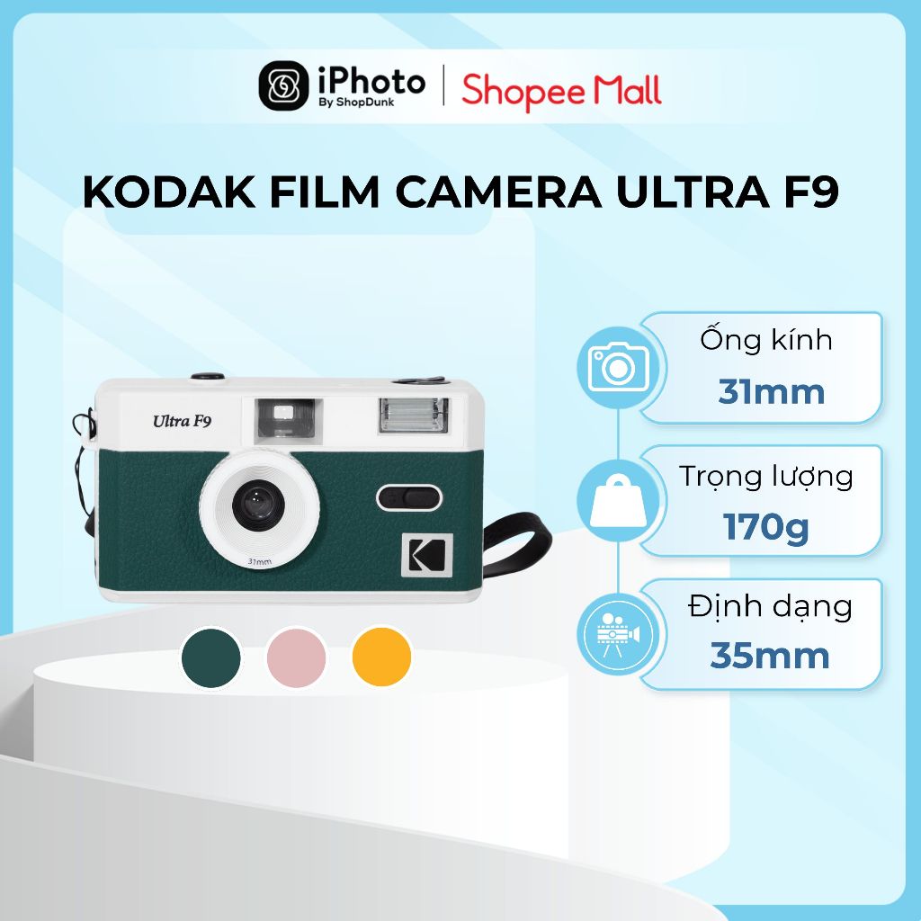 Máy Ảnh Film Camera Kodak Ultra F9 Bảo Hành 12 Tháng, Tích Hợp Flash, Màu Cổ Điển