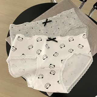 Quần Lót Nữ Cotton In Hình Gấu Trúc Đáng Yêu Viền Ren Xinh, Quần Chip Mềm Thoáng Khí Đính Nơ King Shop L-1172