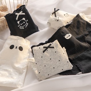 Quần Lót Nữ Cotton In Hình Gấu Trúc Đáng Yêu Viền Ren Xinh, Quần Chip Mềm Thoáng Khí Đính Nơ King Shop L-1172