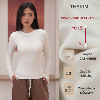 THEKIM Áo thun giữ nhiệt cổ tròn chất liệu sợi pha cashmere , áo giữ nhiệt công nghệ HEATTECH giữ ấm nhanh T399