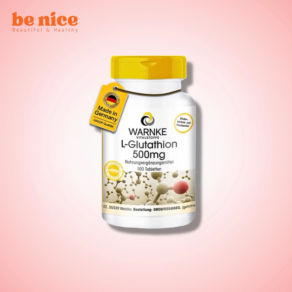 warnke l glutathione 500mg Viên uống trắng da Warnke L-Glutathione 500mg Đức, hộp 100 viên - Be Nice