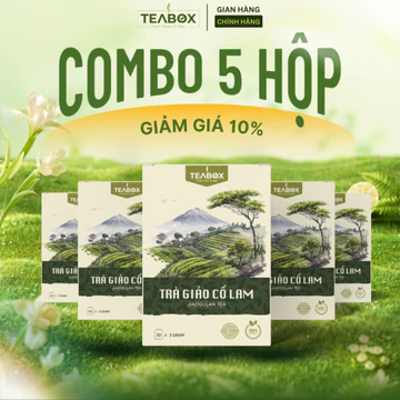 [COMBO 5 HỘP] Trà Giảo Cổ Lam TEABOX Hộp 30 Túi Lọc Tem Chỉ x 3 Gram Nhà Máy Tiêu Chuẩn ISO 22000