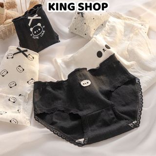Quần Lót Nữ Cotton In Hình Gấu Trúc Đáng Yêu Viền Ren Xinh, Quần Chip Mềm Thoáng Khí Đính Nơ King Shop L-1172