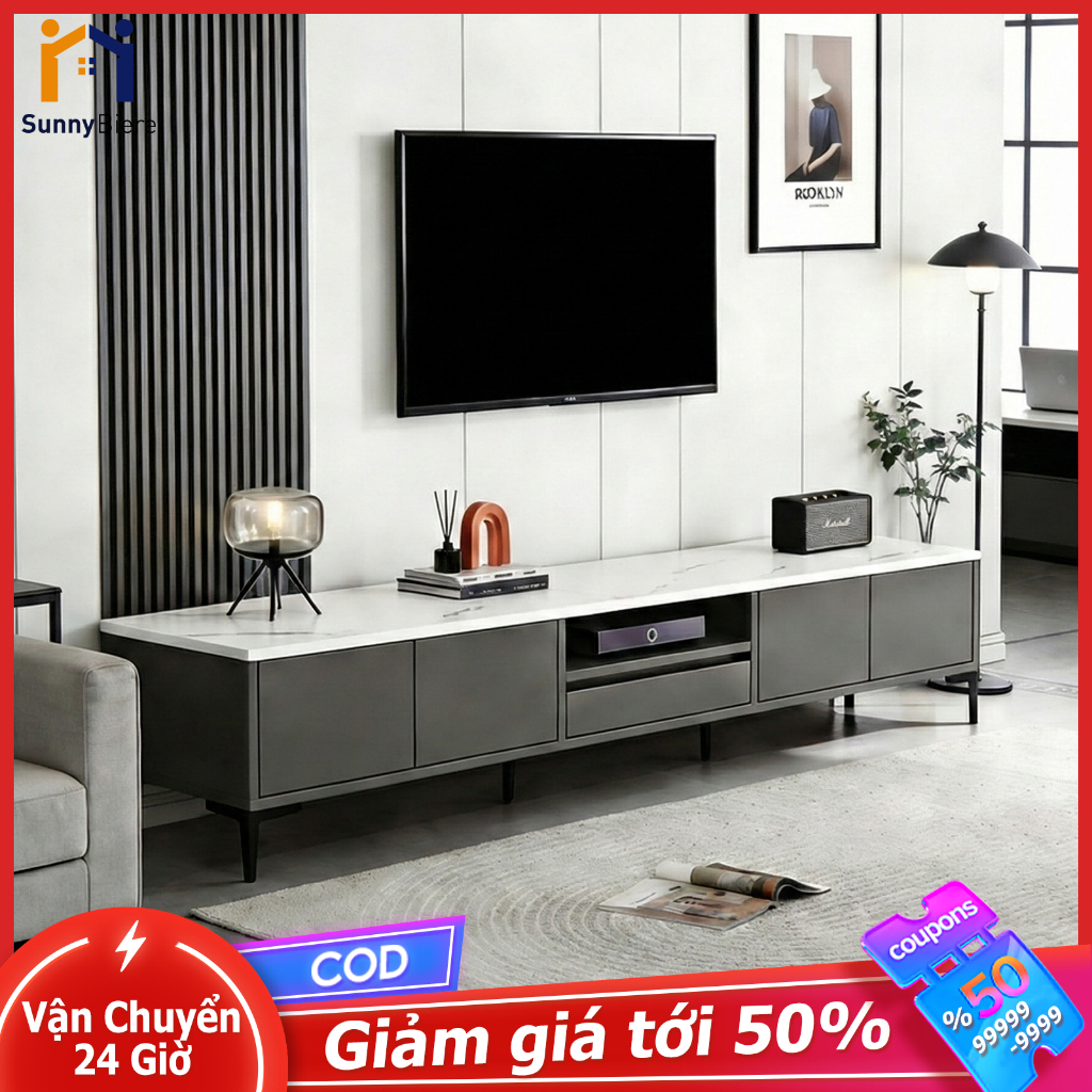 Sunny Tủ TV 4 Cánh + Ngăn Kéo 180cm Thiết Kế Siêu Mỏng 30cm Dung Lượng Lớn Cho Phòng Khách Nhỏ Gọn