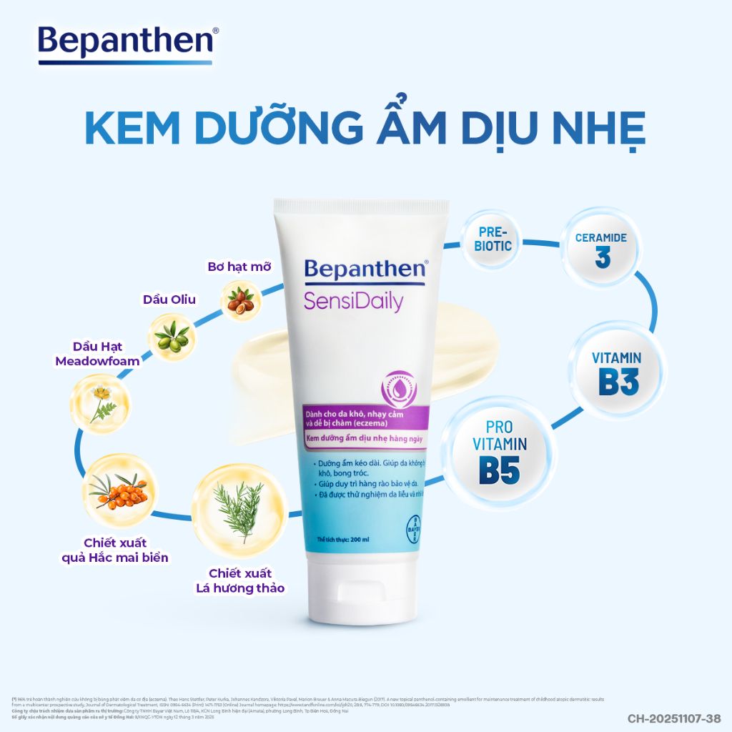 Combo Bảo Vệ Làn Da Bé: Kem Chống Hăm Bepanthen Balm 30G + Kem Dưỡng Ẩm Hằng Ngày Bepanthen Sensidaily Tuýp 200G