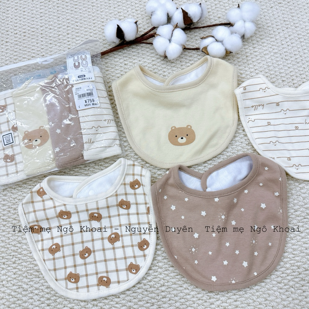 [MD193] {Link2} 0-2 tuổi Yếm đeo cổ xuất Nhật 2 lớp cotton cho bé giúp giữ ấm, làm đẹp dùng trong ăn dặm