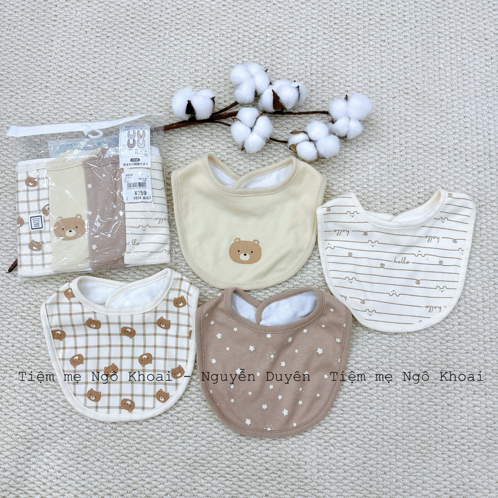[MD193] {Link2} 0-2 tuổi Yếm đeo cổ xuất Nhật 2 lớp cotton cho bé giúp giữ ấm, làm đẹp dùng trong ăn dặm