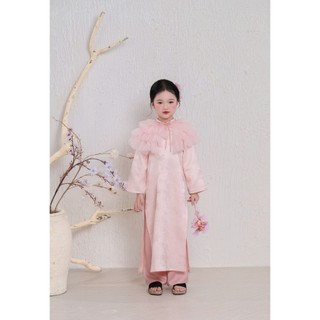 Áo dài ChoiChuu màu hồng kèm choàng công chúa cho bé gái