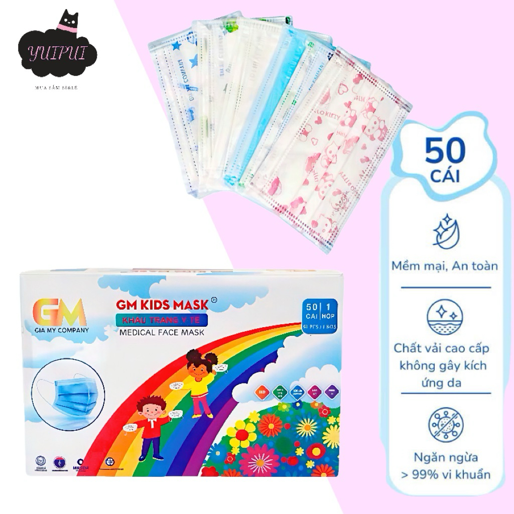 Khẩu Trang Y Tế Trẻ Em Gia Mỹ – Hoạ Tiết Dễ Thương Nâng Niu Từng Hơi Thở, Mềm Mại, An Toàn Cho Bé