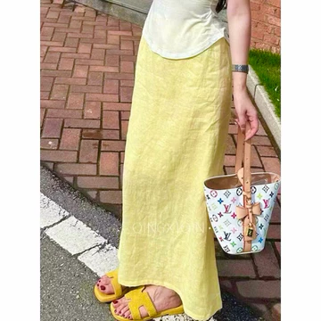 𝗠𝗶𝗲 𝗟𝗶𝗻𝗲𝗻 -|BEELY| - Chán váy Linen xẻ sau