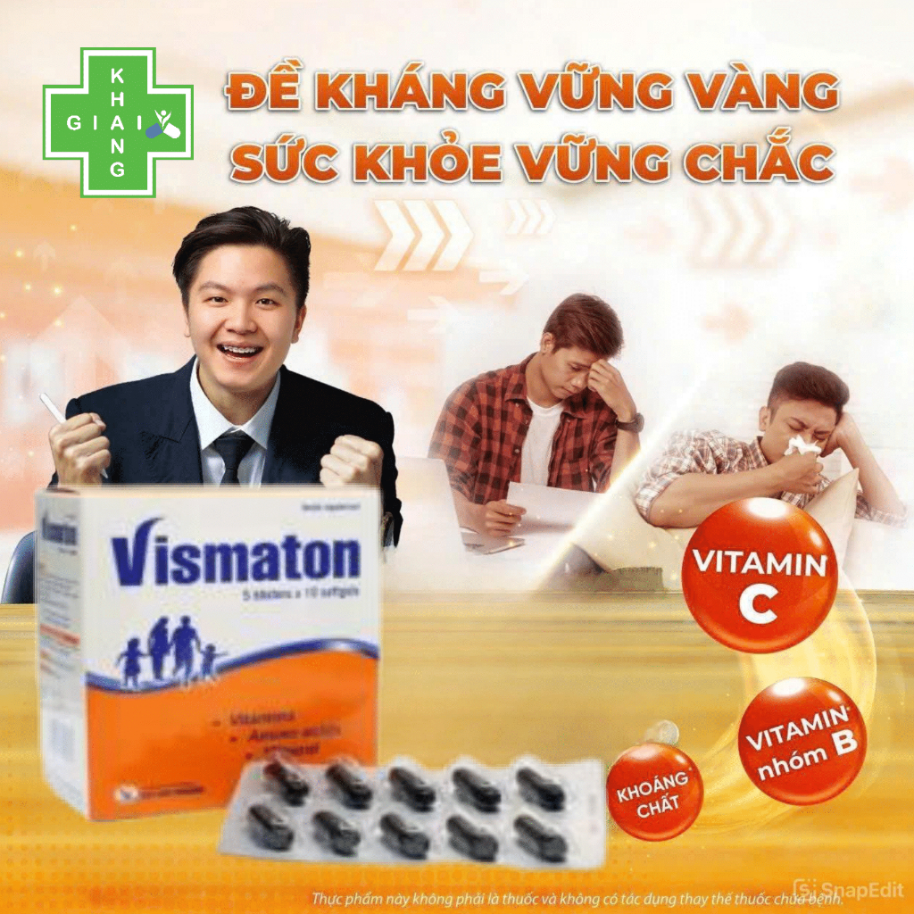 Viên uống bổ sung vitamin, khoáng chất giúp tăng đề kháng, hạn chế ốm vặt Vismaton (Hộp 50 viên)