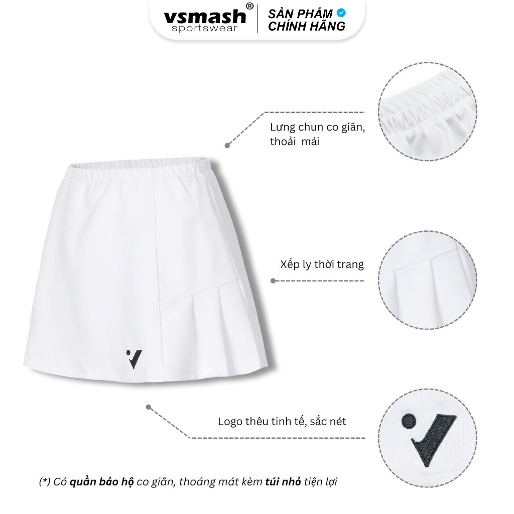 Váy Cầu Lông Vsmash Sportwear “SKRT 01” – Váy Thể Thao Ngắn Form Chữ A, Lót 2 Lớp, Umi 4 Chiều Cao Cấp, Mềm Mại, Co Giãn