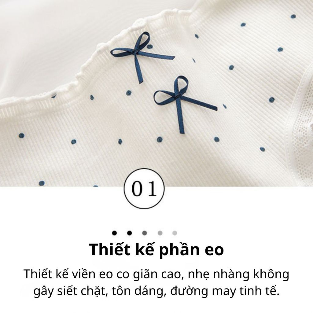 Quần lót nữ cotton cao cấp co giãn linh hoạt cạp vừa tôn dáng viền ren hoạt tiết cute LANIXA L2509