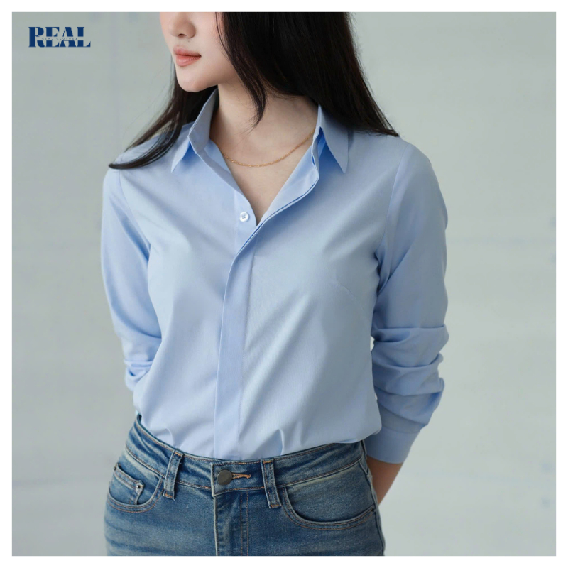 Sơ mi công sở REAL CLOTHES (tổng hợp màu), vải bamboo mát, ít nhăn