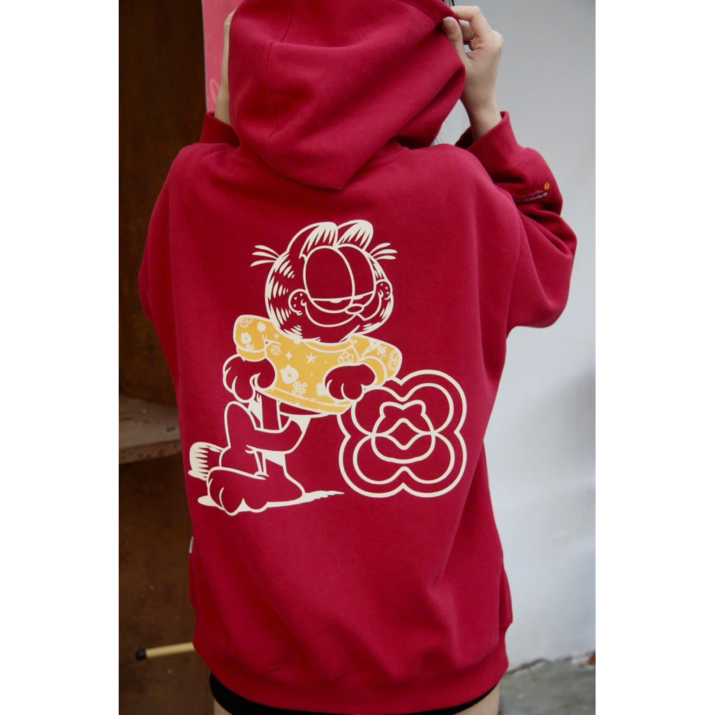 [BST Tết] Áo Nỉ Mũ BOO Overfit Unisex In Họa Tiết Garfield Chất Lượng Cao Cấp, Dày Dặn Mặc Đi Chơi, Đi Làm