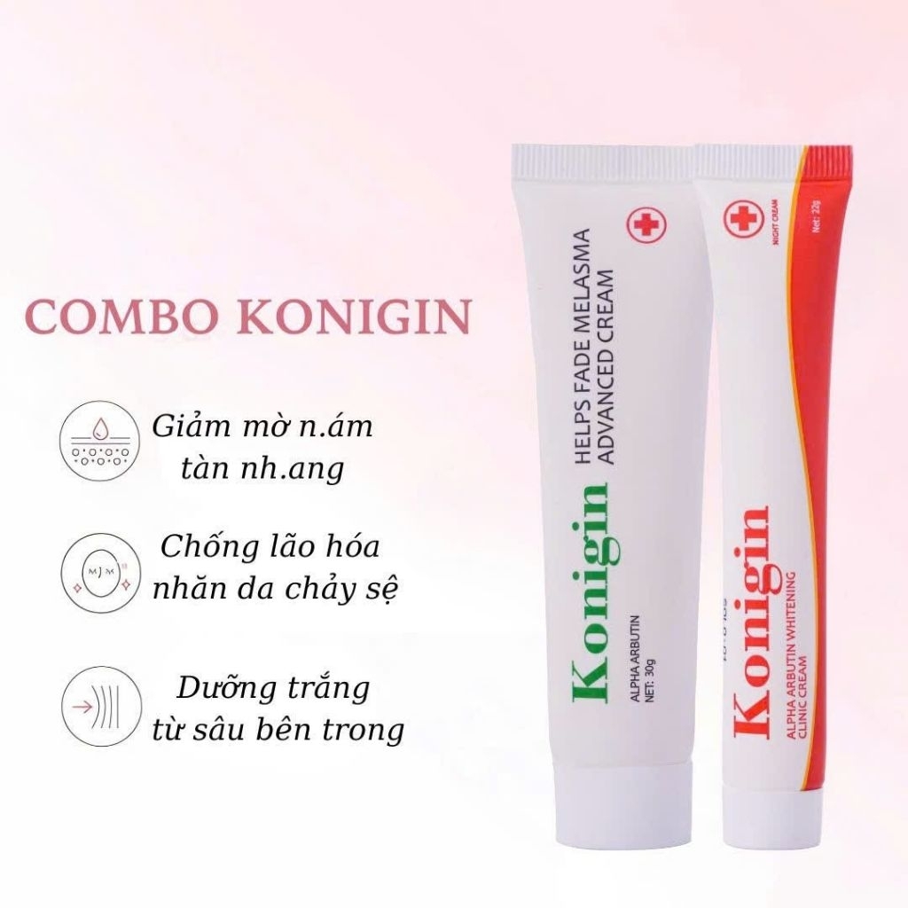 Kem Nám Mờ Thâm Konigin Hỗ Trợ Mờ Thâm Nám, Dưỡng Trắng, Cấp Ẩm Phục Hồi Da Bộ 2 Món