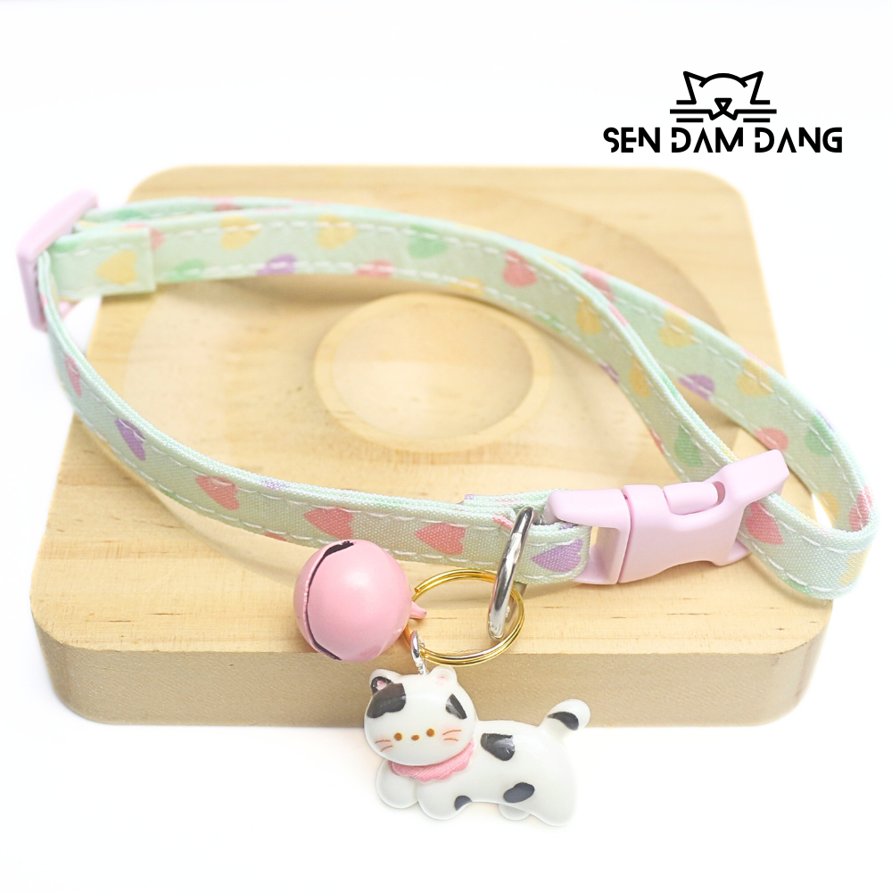 Vòng Cổ Vải Charm Chuông Cho Mèo Size 18-30cm (2-5kg)