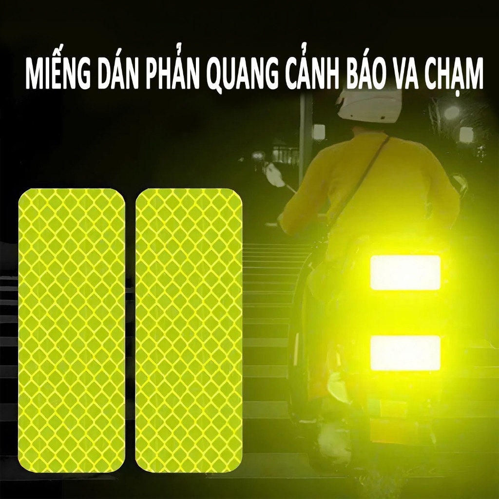 Combo 10 Miếng Dán Phản Quang Đa Năng Cho Ô Tô, Xe Máy, Xe Đạp Điện – Miếng Dán Cảnh Báo Ban Đêm