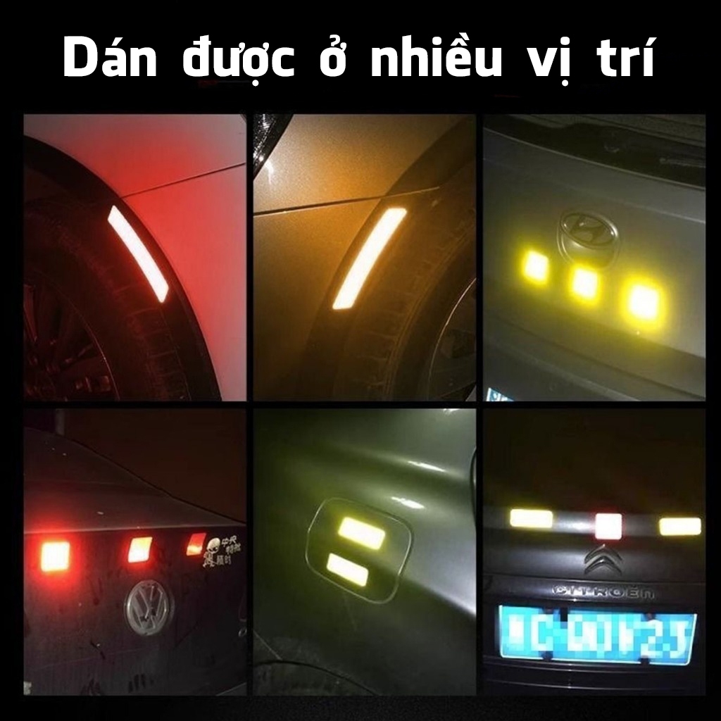 Combo 10 Miếng Dán Phản Quang Đa Năng Cho Ô Tô, Xe Máy, Xe Đạp Điện – Miếng Dán Cảnh Báo Ban Đêm