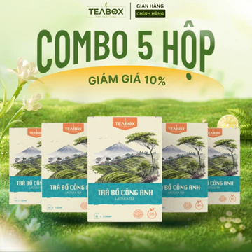 [COMBO 5 HỘP] Trà Bồ Công Anh Nguyên Liệu Sạch 100% Chính Hãng Teabox Hộp 30 Túi Lọc x 3 Gram