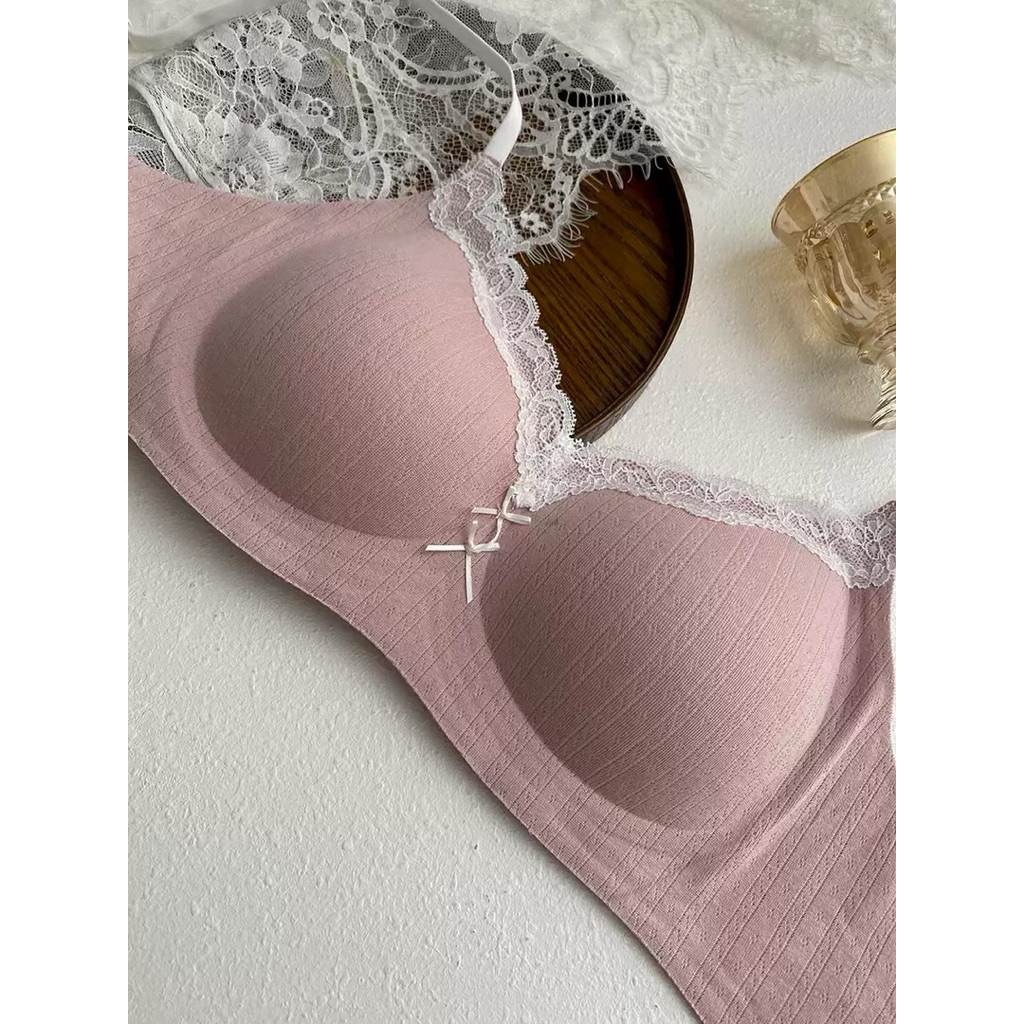 Áo Bra Nữ Không Gọng Hoa Nhí Dây Mảnh, Thun Gân Cotton Mềm, Mặc Nhẹ Thoáng