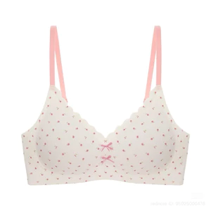 Áo Bra Nữ Không Gọng Hoa Nhí Dây Mảnh, Thun Gân Cotton Mềm, Mặc Nhẹ Thoáng