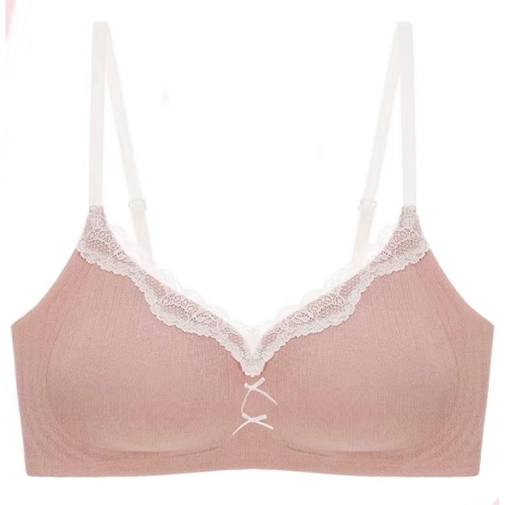 Áo Bra Nữ Không Gọng Hoa Nhí Dây Mảnh, Thun Gân Cotton Mềm, Mặc Nhẹ Thoáng