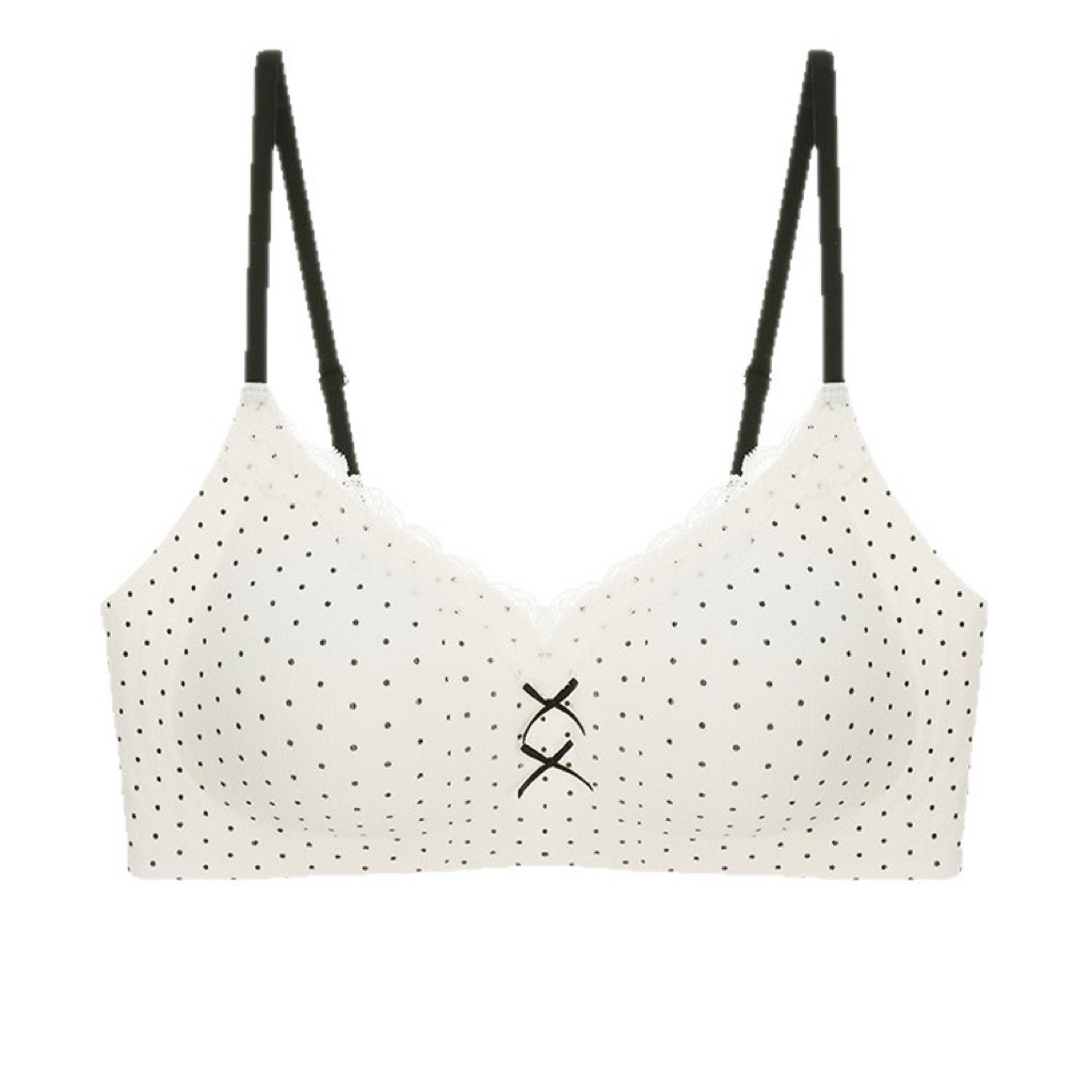 Áo Bra Nữ Không Gọng Hoa Nhí Dây Mảnh, Thun Gân Cotton Mềm, Mặc Nhẹ Thoáng