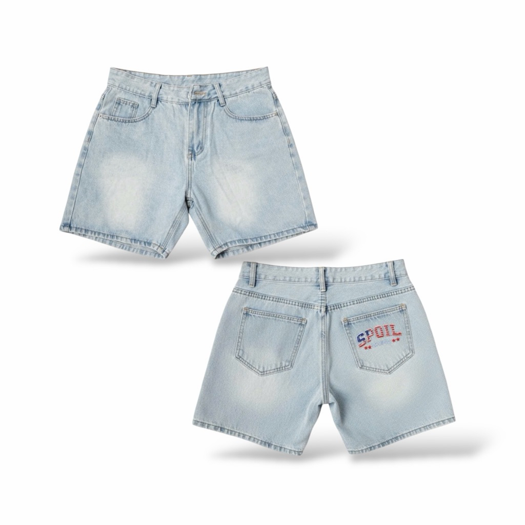 QUẦN SHORT THÊU CHỮ “SPOIL” - FORM TRÊN GỐI, JEAN COTTON, MỀM DÀY DẶN, LOCAL BRAND TMT.STU. | TMTD02