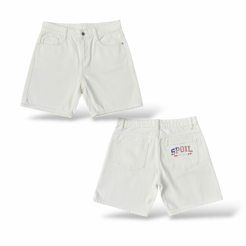 QUẦN SHORT THÊU CHỮ “SPOIL” - FORM TRÊN GỐI, JEAN COTTON, MỀM DÀY DẶN, LOCAL BRAND TMT.STU. | TMTD02