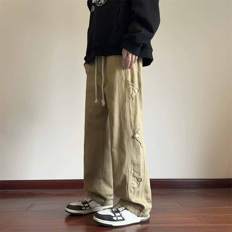 Quần Kaki Nam Nữ Ống Rộng 6 nút Sườn Phong Cách Hàn Quốc, jogger form rộng bigsize 40-75kg UNISEX K1
