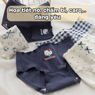 Quần lót nữ cotton cao cấp co giãn linh hoạt đáy lót kháng khuẩn viền ren xinh xắn cute DEVARI L2509