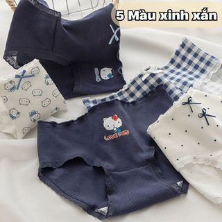 Quần lót nữ cotton cao cấp co giãn linh hoạt đáy lót kháng khuẩn viền ren xinh xắn cute DEVARI L2509