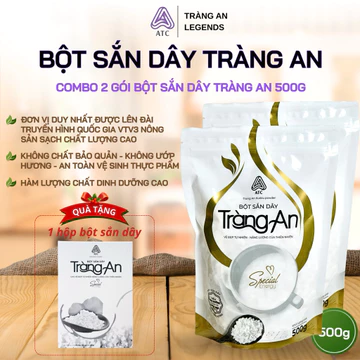 Combo 2 túi Bột sắn dây Tràng An 500g nguyên chất Kinh Môn, Hải Dương - Tặng 1 hộp bột sắn dây Collagen